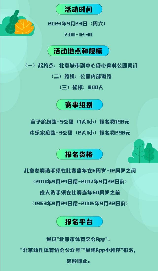 报名截止9月18日|20232023首都儿童运动嘉年华暨通州城市绿心森林公园亲子缤纷跑9月23日在北京市通州区绿心森林公园南门开跑(图3)
