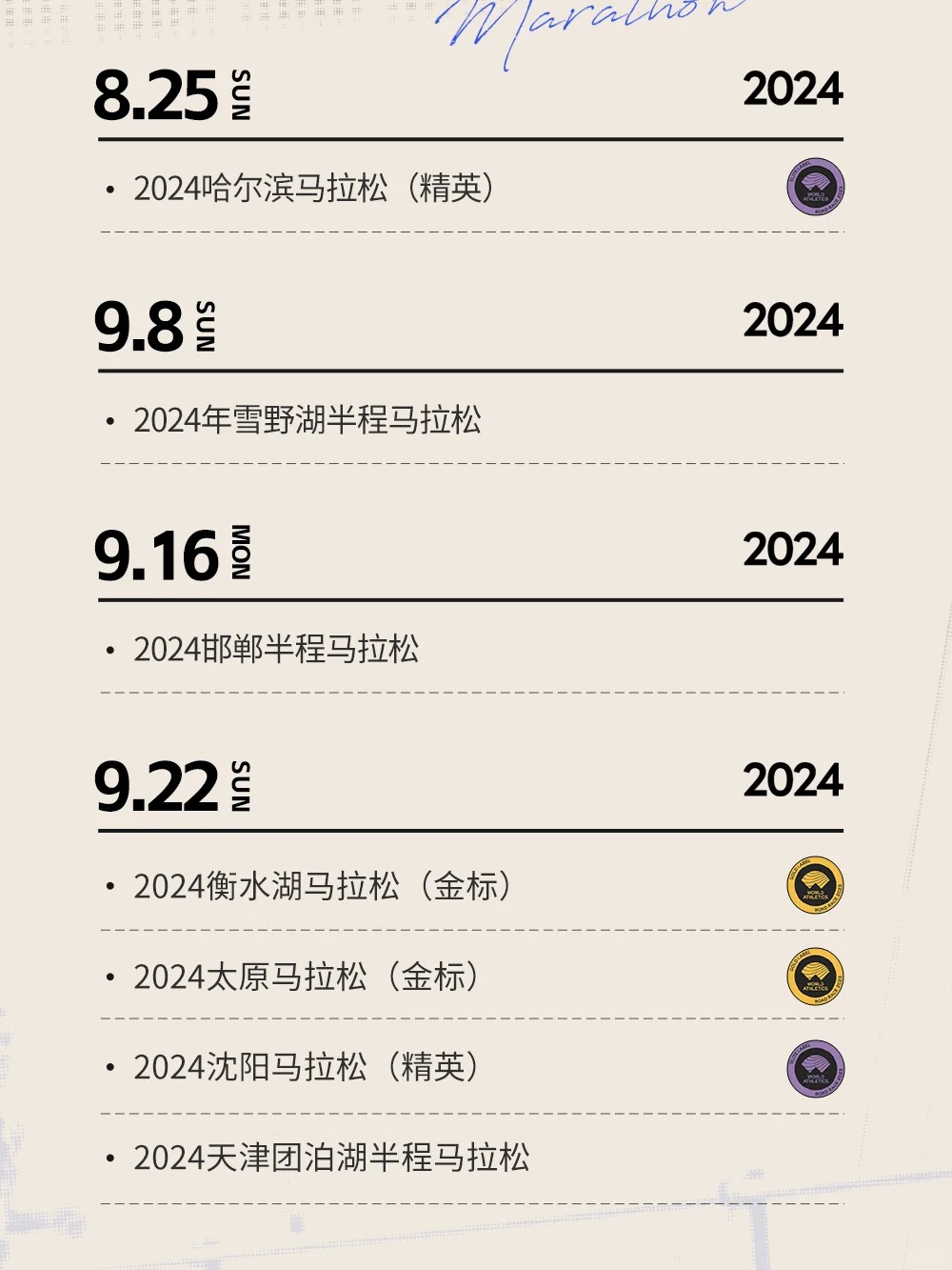 收藏级！2024下半年马拉松赛事日历(图4)