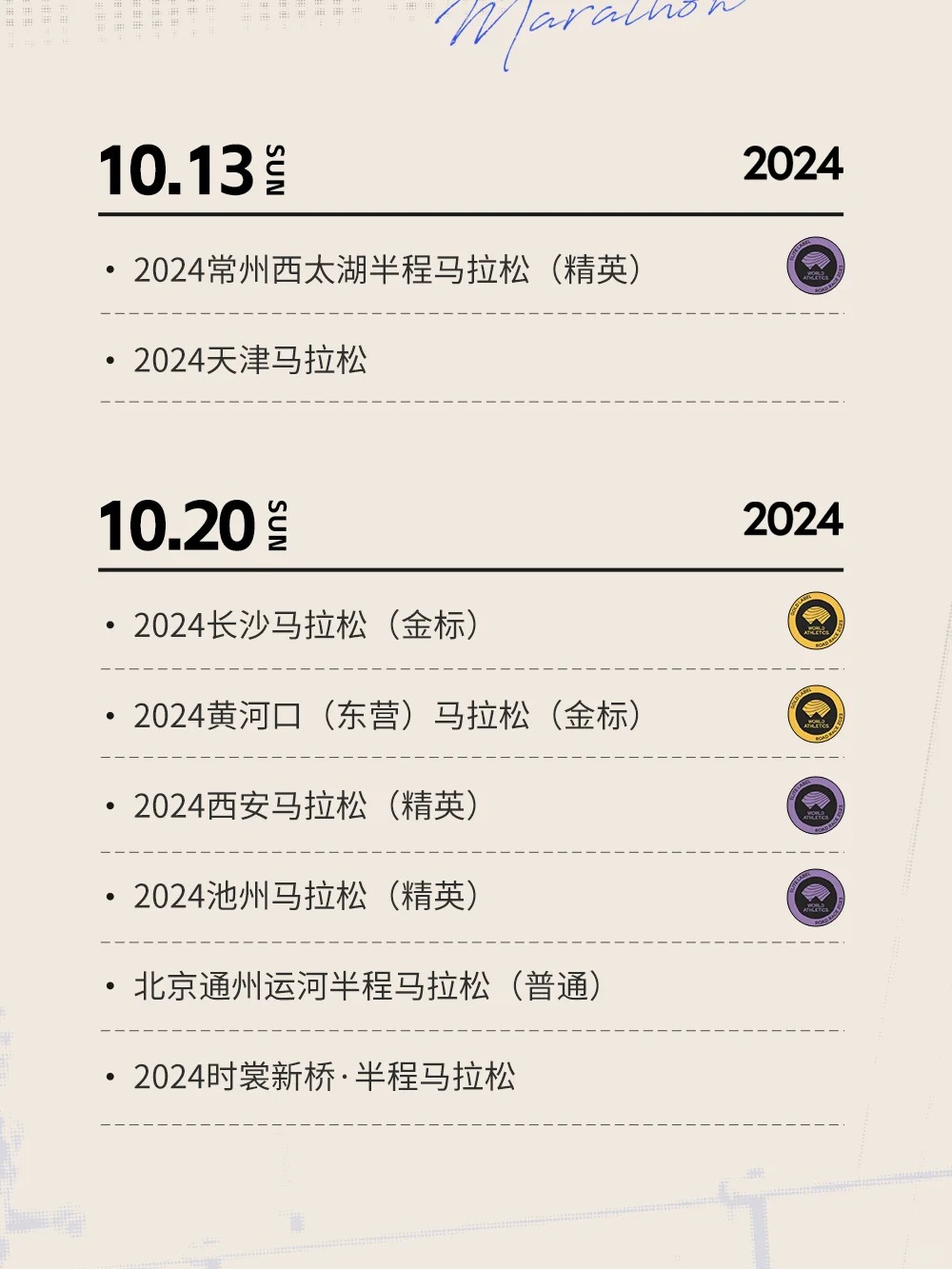 收藏级！2024下半年马拉松赛事日历(图5)