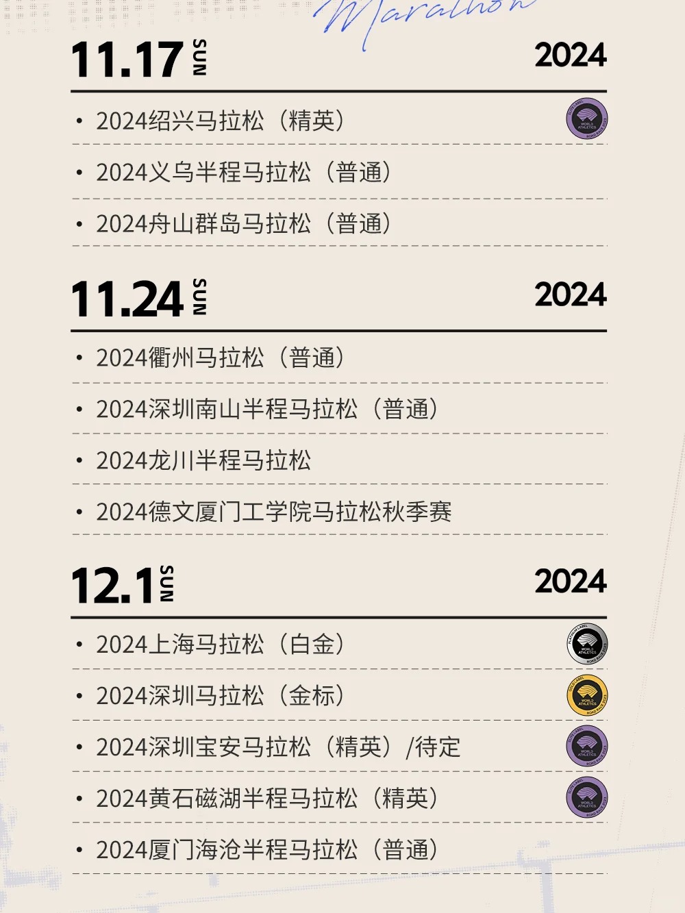 收藏级！2024下半年马拉松赛事日历(图8)
